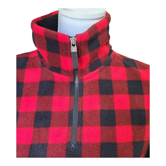 Chaps Women's Buffalo Plaid Fleece Pullover, Red/Black 1/4 Zip, Size Small, S - Picture 7 of 11